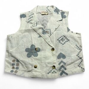 Bombay Paisley XS Linen Floral Print Vest Lightweight Summer Casual